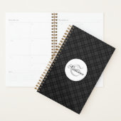Zwart-wit tartan Kerstplaid Monogram Planner (Display)