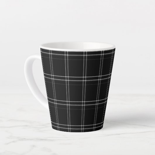 Zwart-wit Tartan Latte Mok (Linkerhoek)