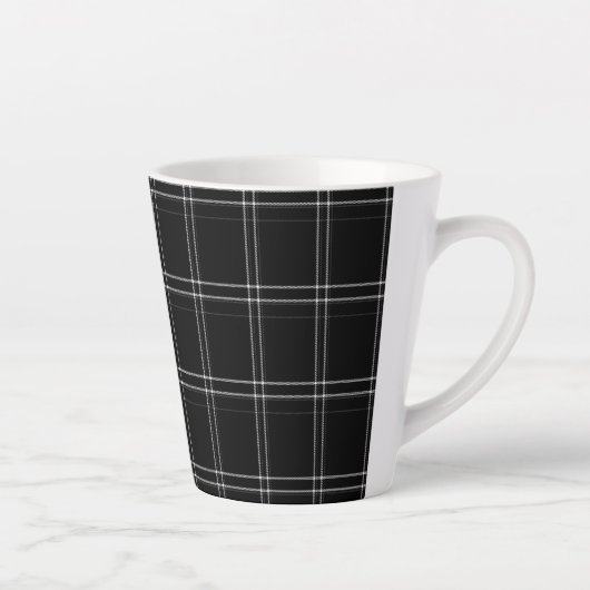 Zwart-wit Tartan Latte Mok (Rechts)