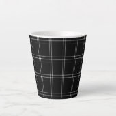 Zwart-wit Tartan Latte Mok (Voorkant)