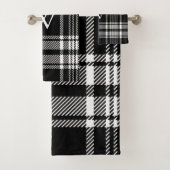 Zwart-wit Tartan Pset Bad Handdoek (Insitu)