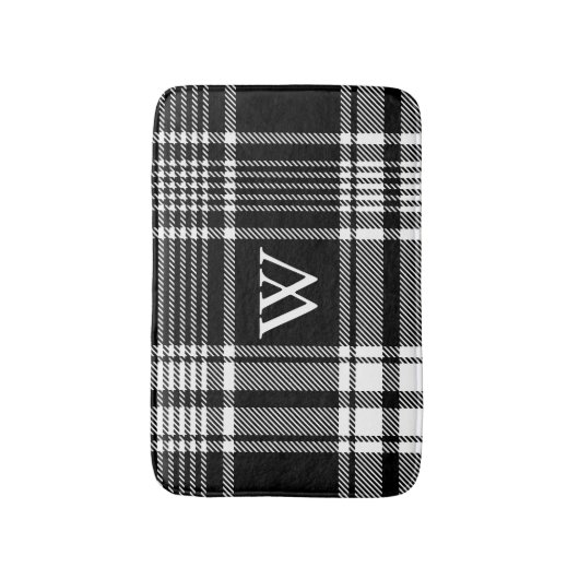Zwart-wit Tartan Pset Badmat (Voorkant Verticaal)