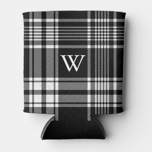 Zwart-wit Tartan Pset Blikjeskoeler (Voorkant)