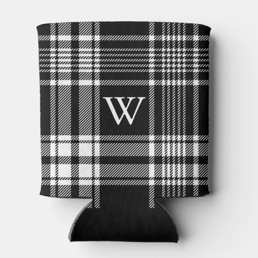 Zwart-wit Tartan Pset Blikjeskoeler (Achterkant)