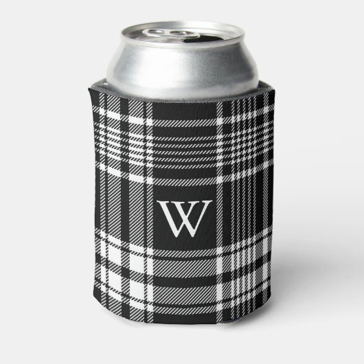 Zwart-wit Tartan Pset Blikjeskoeler (Blikje Achterkant)