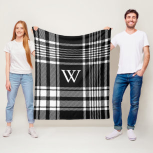 Zwart-wit Tartan Pset Fleece Deken