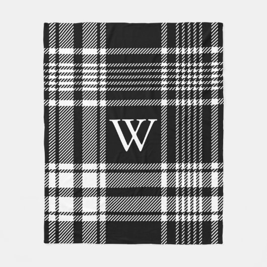 Zwart-wit Tartan Pset Fleece Deken (Voorkant)