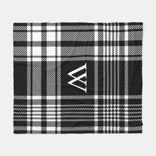 Zwart-wit Tartan Pset Fleece Deken (Voorkant (Horizontaal))