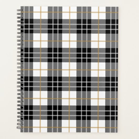 Zwart-wit Tartan Pset Planner (Voorkant)