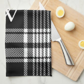 Zwart-wit Tartan Pset Theedoek (Quarter Fold)