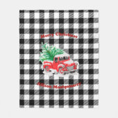 Zwart-wit tartan rode kerstwagen fleece deken (Voorkant)