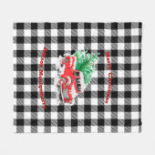 Zwart-wit tartan rode kerstwagen fleece deken (Voorkant (Horizontaal))
