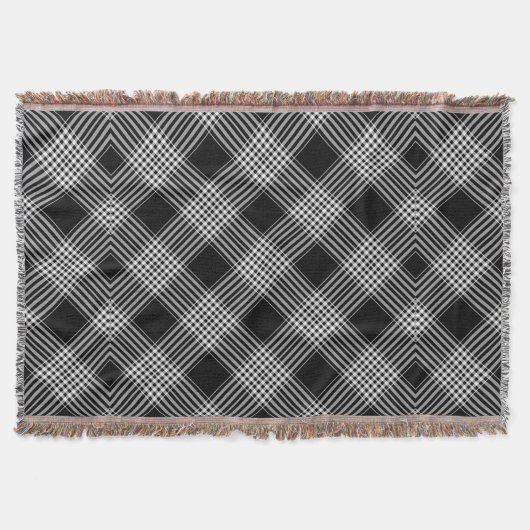 Zwart-Wit Tartan Schotse Ruit Deken (Voorkant)