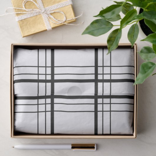 Zwart-wit Tartan Tissuepapier (Geschenk)