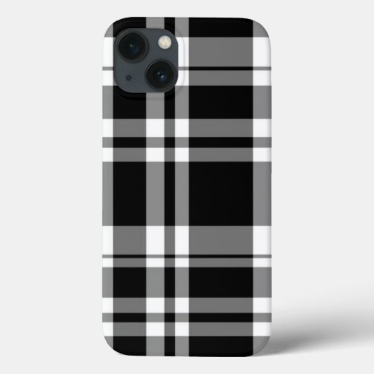Zwart-wit tartan-vlakpatroon Case-Mate iPhone case (Achterkant)