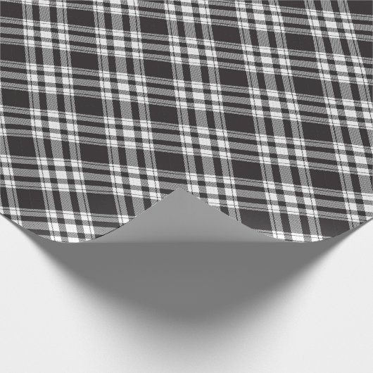 Zwart-wit Tartanpatroon Cadeaupapier (Hoek)