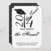 Zwart-wit Tassel Worth of the Hassle Afstuderen Kaart (Voorkant / Achterkant)