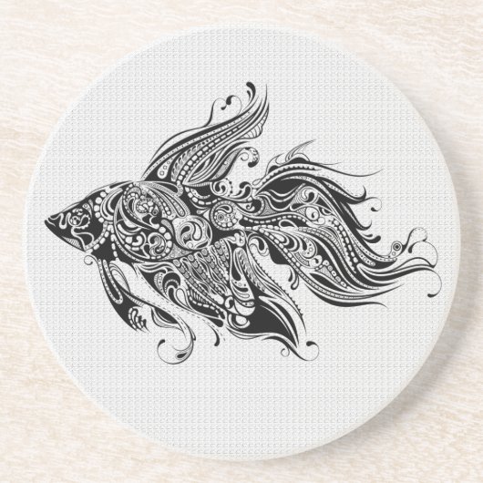 Zwart-wit -Tattoo art Zandsteen Onderzetter (Voorkant)