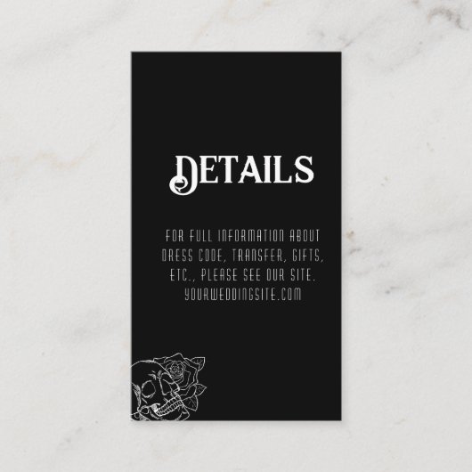 Zwart-wit Tattoo bruiloft Informatiekaartje (Voorkant)