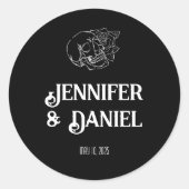 Zwart-wit Tattoo bruiloft Ronde Sticker (Voorkant)