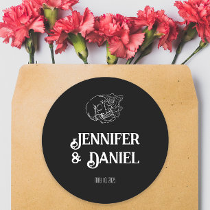 Zwart-wit Tattoo bruiloft Ronde Sticker