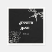 Zwart-wit Tattoo bruiloft Servet (Voorkant)