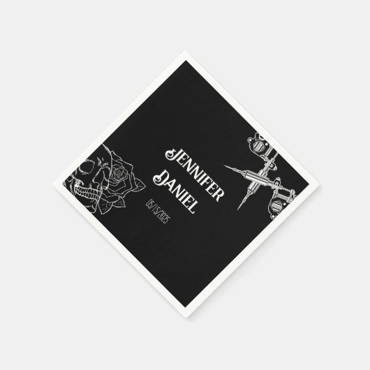 Zwart-wit Tattoo bruiloft Servet (Hoek)