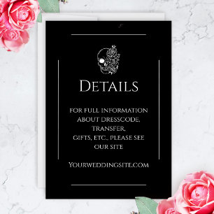 Zwart-wit Tattoo Elegante Gotische Bruiloft Informatiekaartje