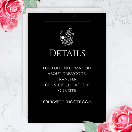 Zwart-wit Tattoo Elegante Gotische Bruiloft Informatiekaartje