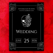 Zwart-wit tattoo gotische bruiloft uitnodiging