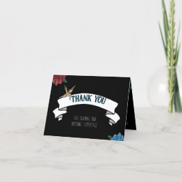 Zwart-wit Tattoo Old School Invitation Bedankkaart