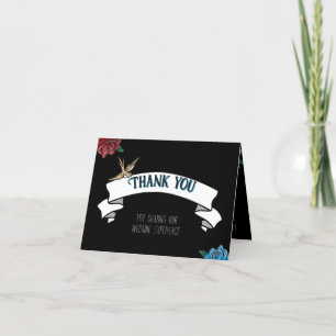 Zwart-wit Tattoo Old School Invitation Bedankkaart