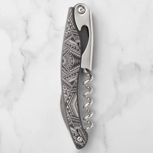 Zwart-wit Tattoo Pattern Vaderdag Kurkentrekker (Achterkant)