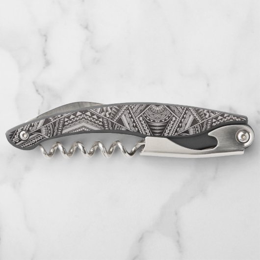 Zwart-wit Tattoo Pattern Vaderdag Kurkentrekker (Achterkant)