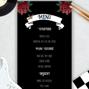 Zwart-wit Tattoo Rockabilly Wedding Menu