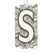 Zwart-wit Tattoo-stijl Inktbloemen Monogram Luchtverfrisser (Links)