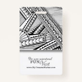 Zwart-wit Tattoo Werknemer Foto Naam Badge (Achterkant)