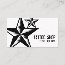Zwart wit tattoo winkel ster symbool aangepaste ka visitekaartje