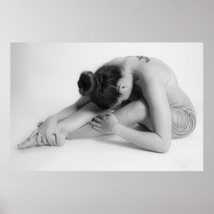Zwart-wit tattoo-yoga poster