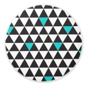 Zwart Wit Teal Turquoise Geometrische Driehoeken Keramische Knop