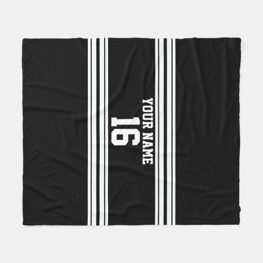 Zwart wit team Jersey Fleece Deken (Voorkant (Horizontaal))