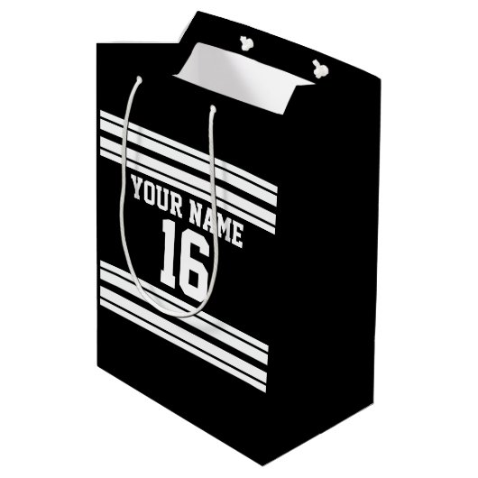 Zwart wit team Jersey Medium Cadeauzakje (Achterkant Gekanteld)
