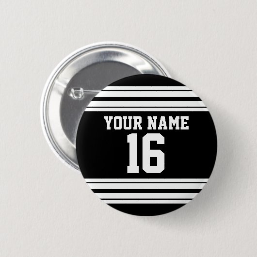 Zwart wit team Jersey Ronde Button 5,7 Cm (Voorkant /achterkant)