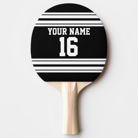 Zwart wit team Jersey Tafeltennisbatje (Voorkant)