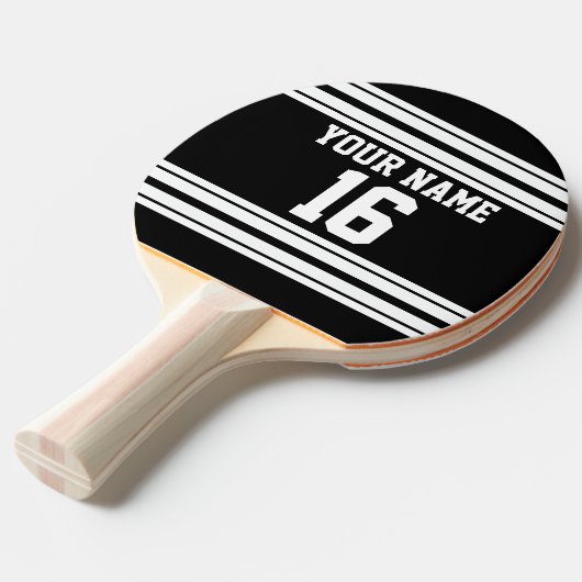 Zwart wit team Jersey Tafeltennisbatje (Voorkant Gekanteld)