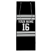 Zwart wit team Jersey Wijn Cadeautas (Achterkant)