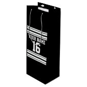 Zwart wit team Jersey Wijn Cadeautas (Voorkant Gekanteld)