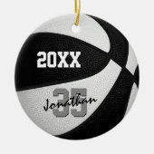 zwart wit team kleuren basketbal keramisch ornament (Voorkant)