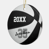 zwart wit team kleuren basketbal keramisch ornament (Links)