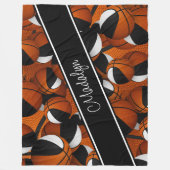 zwart wit team kleuren basketbal meisjes fleece deken (Voorkant)